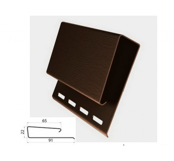 Наличник ( J-профиль широкий ) коричневый для винилового сайдинга от производителя  Россия по цене 899 р