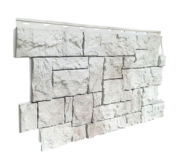 Фасадные панели (цокольный сайдинг) коллекция камень дикий - Жемчужный от производителя  Fineber по цене 740 р