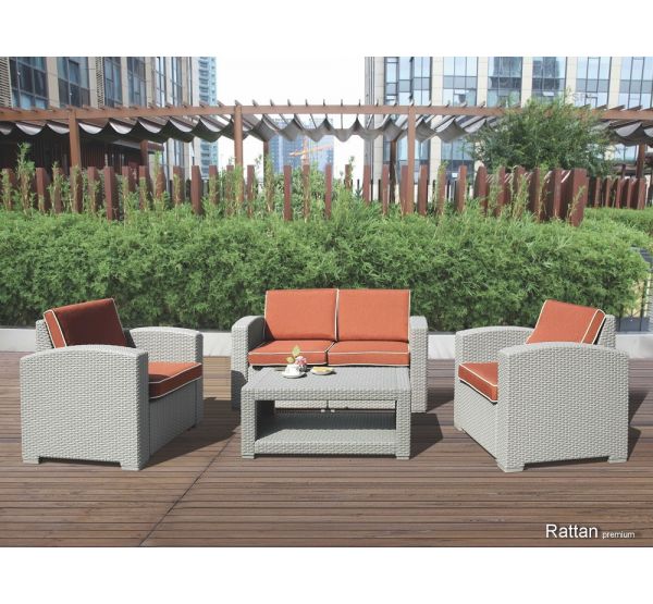 Уличный диваны и кресла Rattan Premium 4 Венге. Подушки оранжевые от производителя  Rattan по цене 65 000 р
